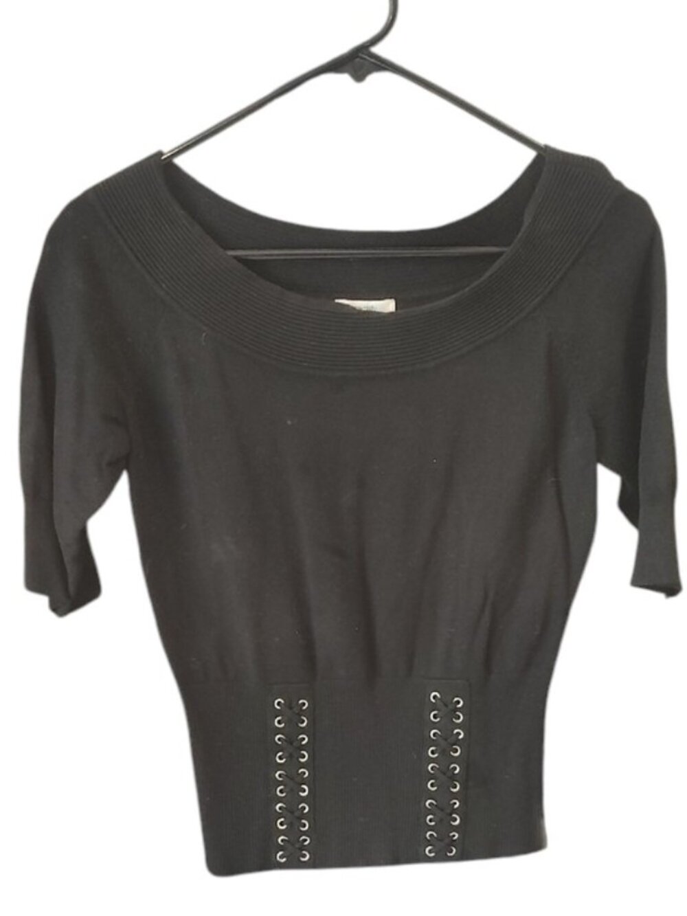 Cache | Black Lace-Up Waist Knit top | 15 PTP